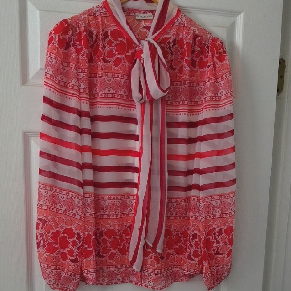 Red and White Women's Top